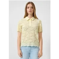 QS Kurzarmshirt T-Shirt Leicht transparentes Poloshirt aus Spitze