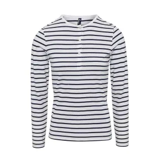 Premier - "Long John" T-Shirt für Damen Krempelärmel (Weiß/Marineblau)
