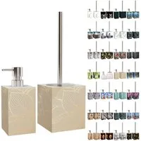 Sanilo Badaccessoire-Set mit Motiv, viele schöne Seifenspender und WC Bürsten zur Auswahl, Klobürste mit auswechselbaren Bürstenkopf, 2 tlg., 2-tlg., Desinfektionsspender mit stabiler Pumpe, hochwertig & modern