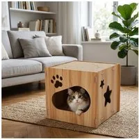 SNOEKIE Kratzbrett SNOEKIE Würfel-Katzenbett mit Kratzbrett aus Holz