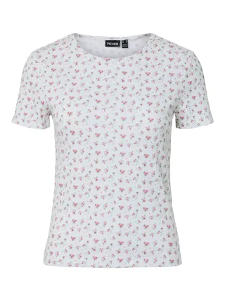 PIECES - PCTURIEL SS O-NECK PRINTED TEE JRS BC Cloud Dancer - Gr. - S