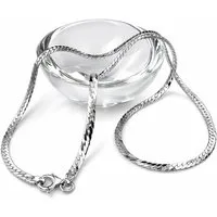 unbespielt Silberkette 925 Silber Panzerkette 3 mm flach Halskette Damen 42 cm, Silberschmuck für Damen