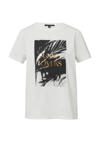 comma - T-Shirt aus Baumwollmix mit Frontprint weiß - Gr. - 38