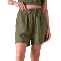WENOR Shorts Shorts Musselin Sommer-Hose, 100 % Baumwolle, elastischer Bund luftiger Schnitt, mit Komfortbund & Seitentaschen