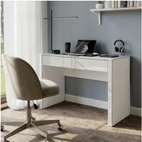 Vicco Schreibtisch Annabelle, Weiß Hochglanz/Weiß, 110 x 50 cm mit 2 Schubladen (1-St)