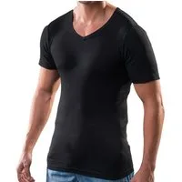 HERMKO Unterziehshirt 16488 Baumwolle/Modal kurzarm Business Shirt V-Ausschnitt softweich