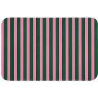 OnlyWow Badematte Vertikale Streifen - Grün - Rosa, Höhe 10 mm, Polyester, Rechteckig, Badezimmerteppich, Badteppich, Rutschfest, Badvorleger, Waschbar