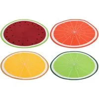 Koopman Platzset Tischset Platzteller Tischset Frucht 4 Tlg. Set, (Set, 4-St., Packung), 4 Stk, Fruchtmix, Ø 38cm, Polyester, Esstisch