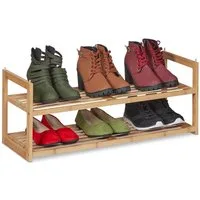 relaxdays Schuhregal Bambus Schuhregal stapelbar