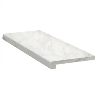 Fensterbank innen MDF, FEBALIT core, Carrara Marmor, 150 x 50 mm, mit Abschlusskanten, individuell konfigurieren