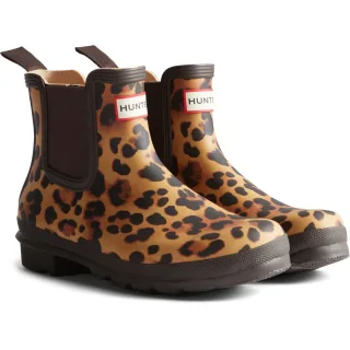Hunter Original Chelsea Leopard Print Gummistiefel für Damen in Leopardenmuster/Schokoladenbraun