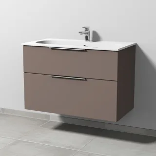 Sanipa 3way Waschtischunterbau zu Geberit Acanto Slim Waschtisch mit 2 Auszügen, Taupe-Matt UP4121T