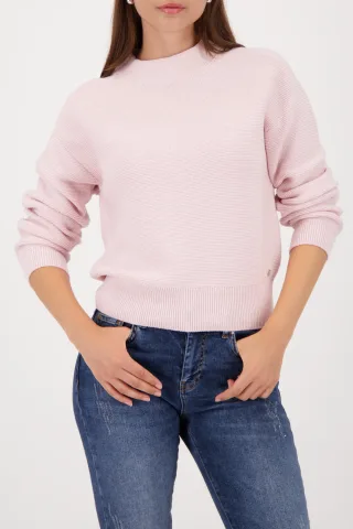 monari - Basic-Strickpullover mit Stehkragen light rose - Gr. - 38
