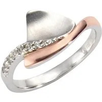 Zeeme Fingerring Silber 925 zweifarbig mit Zirkonia weiß