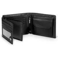 POPOLIC Geldbörse Herren Slim Wallet RFID Blocking Mikrofaser Portmonee Herren (mit 13 Kartenetui, Ausweisfenster, Geldscheinfächern, Reißverschlussfach, Geldscheinklammer), mit Geschenkbox - Schwarz