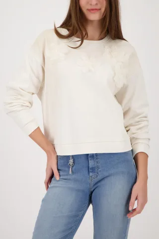 monari - Sweatshirt mit 3D-Blumen champagne beige - Gr. - 42