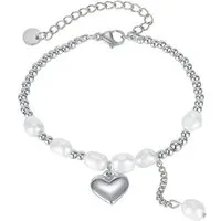 Firetti Edelstahlarmband Schmuck Geschenk Herz & Perlen, mit Süßwasserzuchtperle