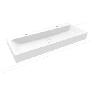 Kaldewei Cono Wand-Doppelwaschtisch 902706043001 120x50cm, ohne Überlauf, 2x1 Hahnloch, weiß Perl-Effekt
