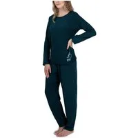 Moonline Pyjama Damen Frottee-Schlafanzug mit Motivdruck