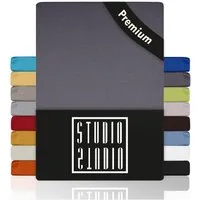 STUDIO Spannbettlaken Premium Spannbettlaken 140x200 – passt bis 160x220 cm, Jersey, Gummizug: rundum, (1 Stück), 140x200 - 160x220cm Bettlaken Spannbetttuch bis 35cm Höhe Grau