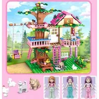 COIL Baumhaus, Bauklötze, Spielklötze, Baukasten Spielbauklötze, (Modell: 7652, 504 St), 3 Figuren, 4 Tiere, Haus mit Balkon, ab 8 Jahren