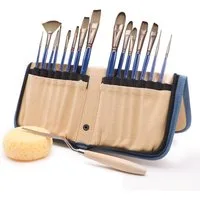 Artecho Pinsel 15 Stk. Nylon Borsten Pinselset inklusive Malmesser & Schwamm, (15 St), für Acrylmalerei, Aquarellmalerei, Ölmalerei, Gouachemalerei