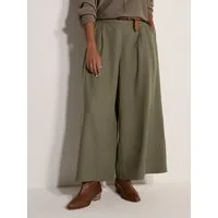 Apricot Palazzohose Weite Hose aus Slub-Leinen