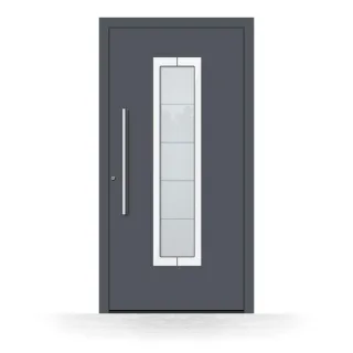 Haustüren Aluminium, Anthrazit RAL 7016, 75x180 cm, mit Milchglas oder Klarglas, Schüco-Profil, Modell Dortmund, individuell konfigurieren