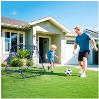 HOMCOM Rebounder Fußball Kickback Tor Rückprallwand Netz, (Kickback Tor, 1-St., Fußball Rebounder), für Fußball Training Stahl Blau 100 x 95 x 90 cm