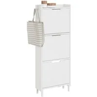SoBuy Schuhkipper FSR151-H-E, Schuhschrank schmal, Schuhregal Schuhkipper Flurschrank, Schuhschrank hängend, mit Sensorlicht, 3 Klappen, Schuhaufbewahrung