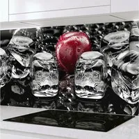 Rodnik Küchenrückwand Eiswürfel und Kirschen, monolithische ABS-Platte mit Direktdruck, formstabil und langlebig