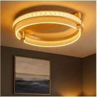 GLOBO LIGHTING LED Deckenleuchte, LED-Leuchtmittel fest verbaut, Kaltweiß, Warmweiß, Neutralweiß, Tageslichtweiß, Farbwechsel, Deckenleuchte Deckenlampe Kristalllampe dimmbar Fernbedienung gold