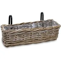 Spetebo Balkonkasten Rattan Balkonkasten natur (Stück, 1 St., Holz Blumenkasten), Weide Pflanzkorb mit Halterung