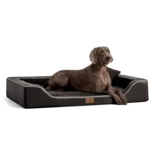 Tierlando ® Orthopädisches LUXUS-Hundebett MELODY LATEX Soft Kunstleder Velours schwarz 1,2 m, 22 cm, 85 cm