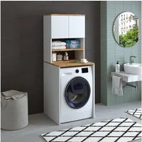 Roomart Waschmaschinenumbauschrank Waschmaschinenschrank EKO – Überbauschrank Bad in 4 Farben (Waschmaschinenschrank EKO – Überbauschrank in 4 Farben) Überbauschrank, 2 Türen, offenes Mittelfach in 4 Farben
