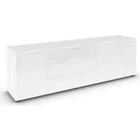 rauch Kombikommode Kommode Türkommode Sideboard Kombikommode FLIPP mit Glasfront (Breite 200 cm mit 2 Einlegeböden), 3-türig mit 3 Schubladen und Soft-Close-Funktion sowie Glasfront