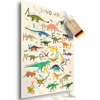 Lineo Poster Dinosaurier ABC Lernbild für Kinder Cartoon 59x42 cm, Dino Poster XXL Kinderzimmer Dekoration & Alphabet lernen