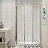 Duschparadies Dusch-Schiebetür 120*195cm Nischentür Duschabtrennung Duschtür mit drei Glasscheiben, 120x195 cm, Easyclean Sicherheitsglas, beidseitig montierbar
