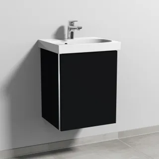 Sanipa 3way Waschtischunterbau zu Geberit Acanto Waschtisch mit 1 Tür, Schwarz-Matt BS41408