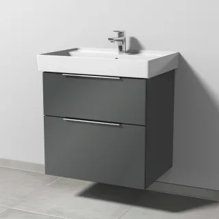 Sanipa 3way Waschtischunterbau zu Villeroy & Boch Collaro Waschtisch mit 2 Auszügen, Anthrazit-Glanz UF83579