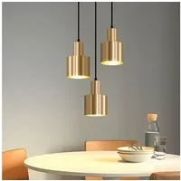 ZMH Pendelleuchte Esszimmer 3 Flammig Gold E27 Hängelampe Metall Schlafzimmer Flur, Einfache Installation, ohne Leuchtmittel, Vintage Esstischlampe für Schlafzimmer Küche