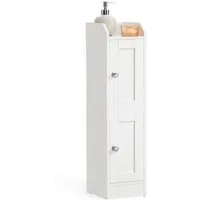 VASAGLE Kommode Badezimmerschrank schmal, Badschrank, Eckschrank, verstellbare Ablagen, Hochschrank Bad, Landhausstil