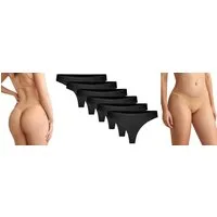 Rungassi Boxershorts 6er Set String Tanga Tangaslip Damen Unterwäsche 954 schwarz Größe: