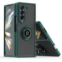 Wigento Handyhülle Für Samsung Galaxy Z Fold6 Shadow Design TPU PC Hülle Ring Dunkelgrün, Ring Halterung Schutzhülle