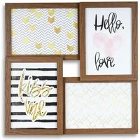 Levandeo® Bilderrahmen Collage, levandeo Bilderrahmen Collage 33x33cm 4 Fotos 13x18 Nussbaum MDF Holz