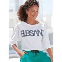 Elbsand 3/4-Arm-Shirt Irja mit Logodruck, Baumwoll-Mix, lockere Passform