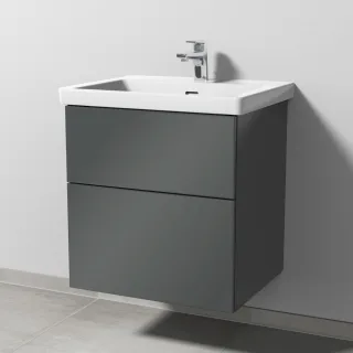 Sanipa 3way Waschtischunterbau zu Villeroy & Boch Subway 3.0 Waschtisch mit 2 Auszügen, Anthrazit-Gl SF84679