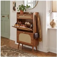 en.casa Schuhkipper, »Virievarnu« mit Schublade und Haken 111x60x24 cm Walnussoptik