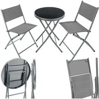 tectake Essgruppe Bistro-Set, (Set., 3-tlg), Robustes Gestell aus Stahl