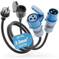 greate. Schuko Stecker auf CEE Kupplung & CEE Stecker auf Schuko Kupplung CEE-Adapterkabel, Schutz gegen Spritzwasser & Staub - Robuster PVC Stecker
